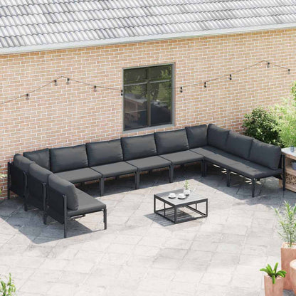 vidaXL Garden Sofa Set 11 pcs Black Steel 3