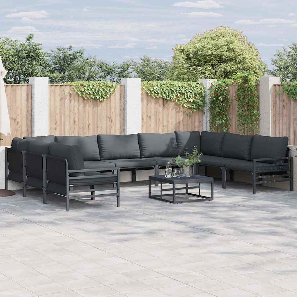 vidaXL Garden Sofa Set 9 pcs Black Steel 1