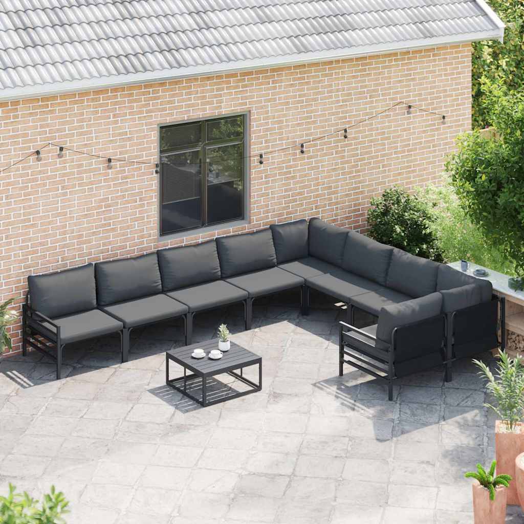vidaXL Garden Sofa Set 9 pcs Black Steel 3