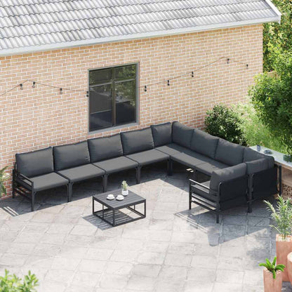 vidaXL Garden Sofa Set 9 pcs Black Steel 3