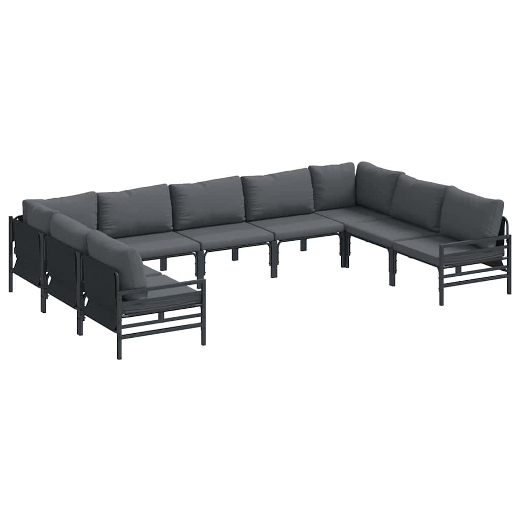 vidaXL Garden Sofa Set 9 pcs Black Steel 2
