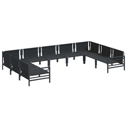 vidaXL Garden Sofa Set 9 pcs Black Steel 5