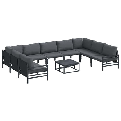 vidaXL Garden Sofa Set 10 pcs Black Steel 2