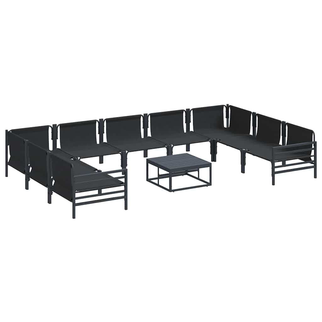 vidaXL Garden Sofa Set 10 pcs Black Steel 6