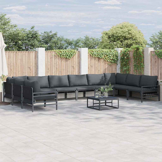 vidaXL Garden Sofa Set 11 pcs Black Steel 1