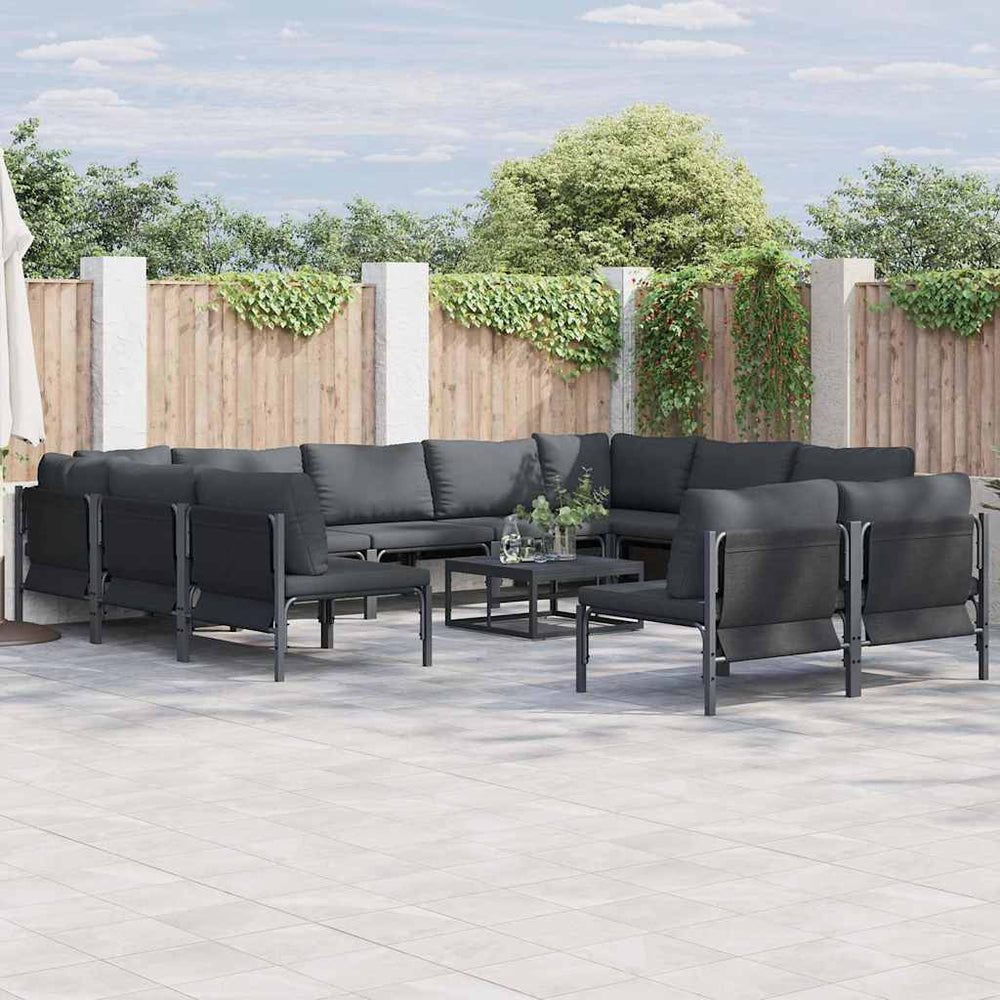 vidaXL Garden Sofa Set 11 pcs Black Steel