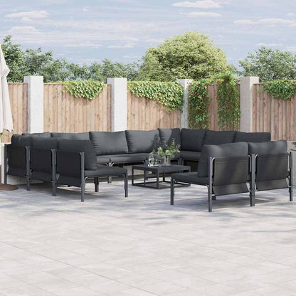 vidaXL Garden Sofa Set 11 pcs Black Steel 1