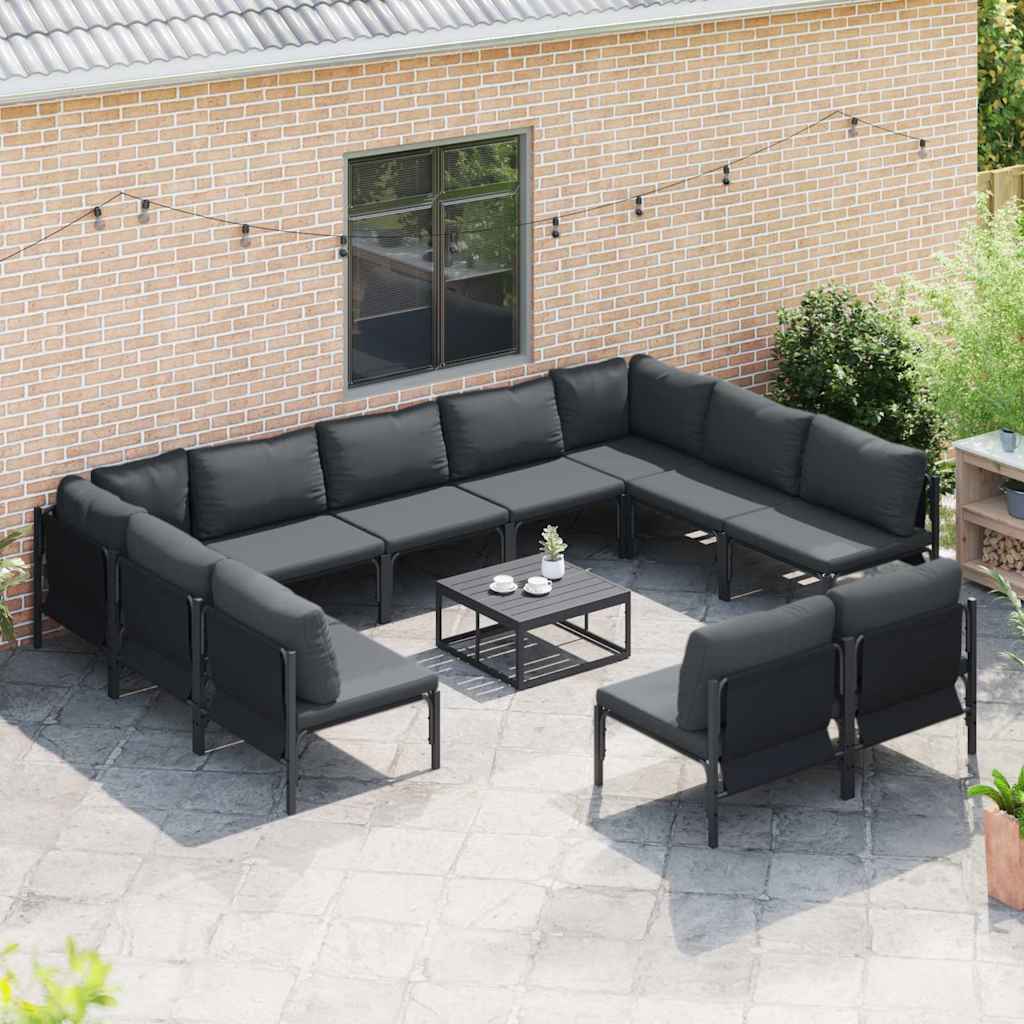 vidaXL Garden Sofa Set 11 pcs Black Steel 3
