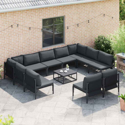 vidaXL Garden Sofa Set 11 pcs Black Steel 3