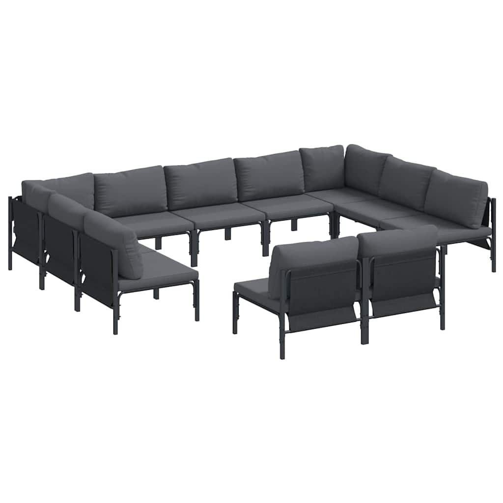 vidaXL Garden Sofa Set 11 pcs Black Steel 2