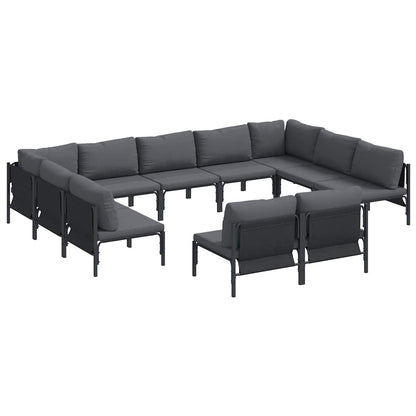 vidaXL Garden Sofa Set 11 pcs Black Steel 2