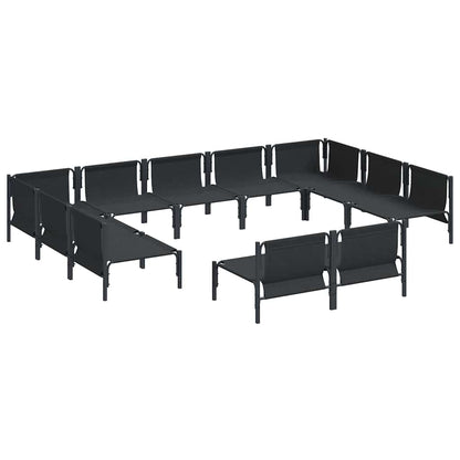 vidaXL Garden Sofa Set 11 pcs Black Steel 5