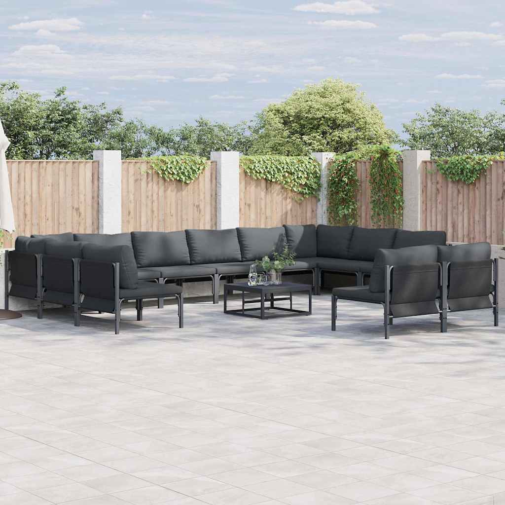 vidaXL Garden Sofa Set 12 pcs Black Steel 1