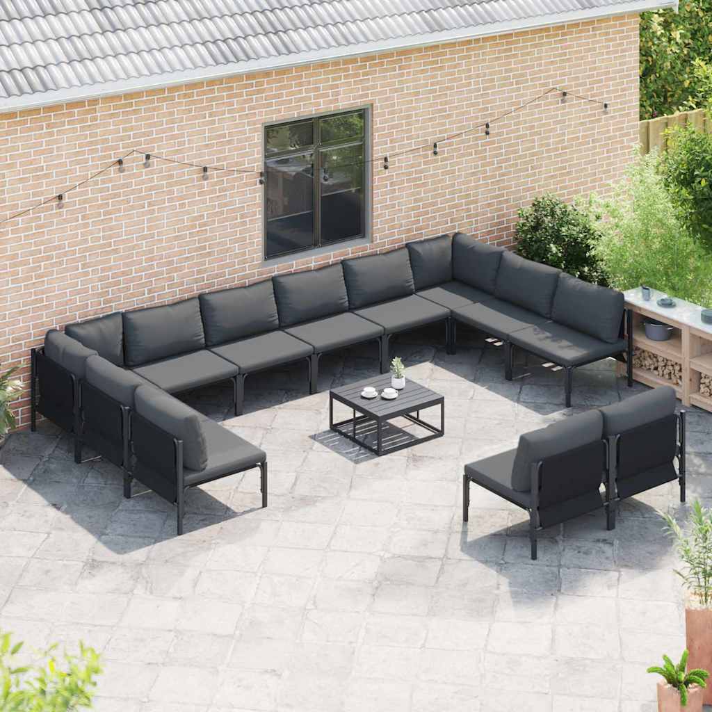 vidaXL Garden Sofa Set 12 pcs Black Steel 3