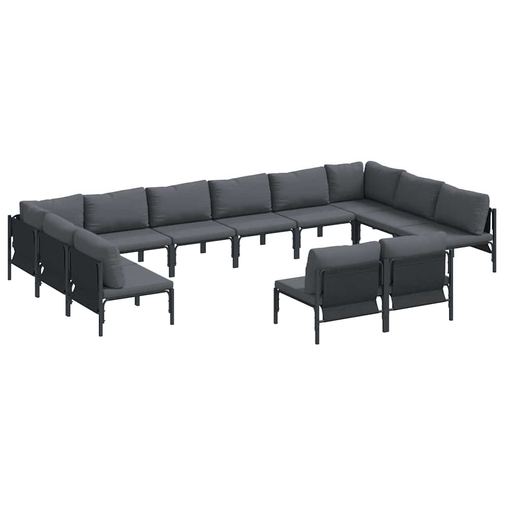 vidaXL Garden Sofa Set 12 pcs Black Steel 2