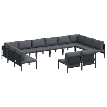 vidaXL Garden Sofa Set 12 pcs Black Steel 2