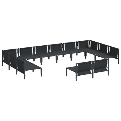 vidaXL Garden Sofa Set 12 pcs Black Steel 5