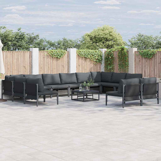 vidaXL Garden Sofa Set 13 pcs Black Steel 1