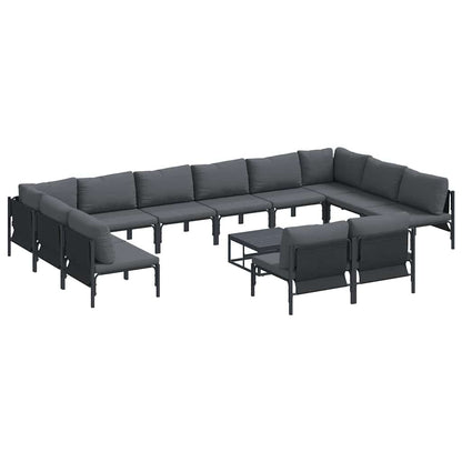 Garden Sofa Set 12 pcs Black Steel with table