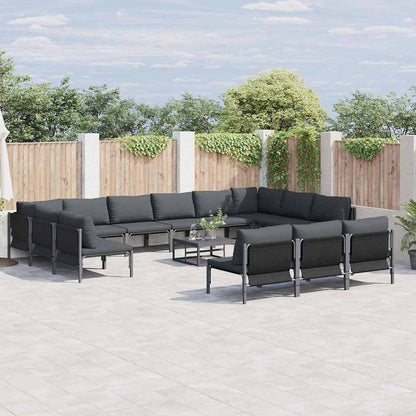 vidaXL Garden Sofa Set 13 pcs Black Steel 1