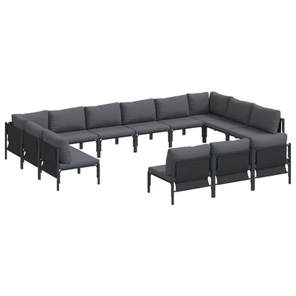 vidaXL Garden Sofa Set 13 pcs Black Steel 2