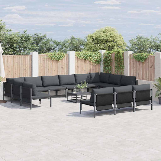 vidaXL Garden Sofa Set 14 pcs Black Steel 1