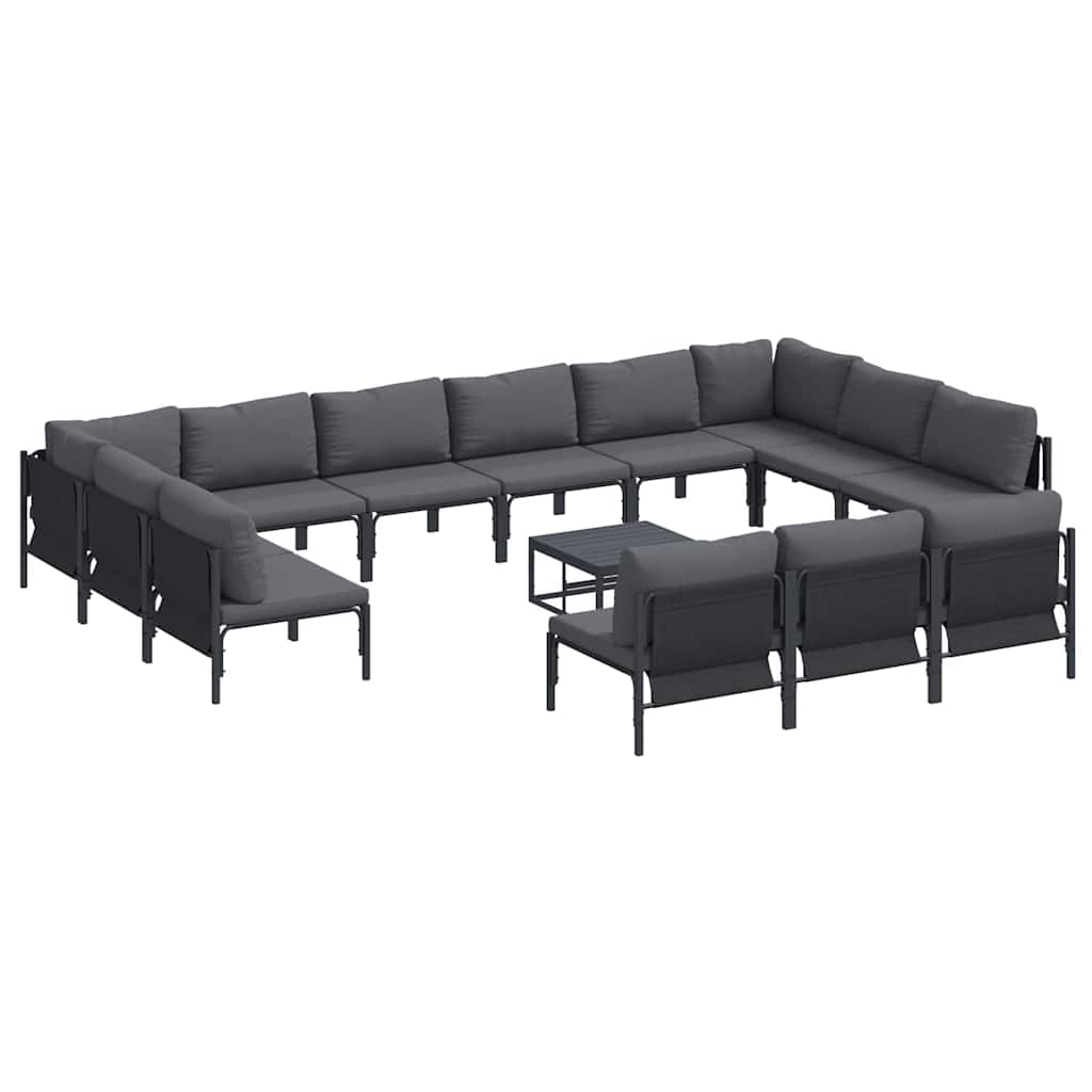 vidaXL Garden Sofa Set 14 pcs Black Steel 2