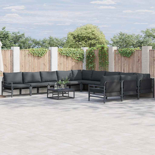 vidaXL Garden Sofa Set 12 pcs Black Steel 1