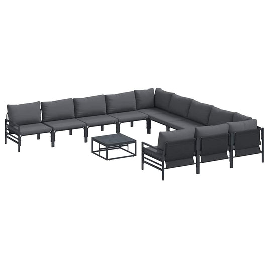 vidaXL Garden Sofa Set 12 pcs Black Steel 2
