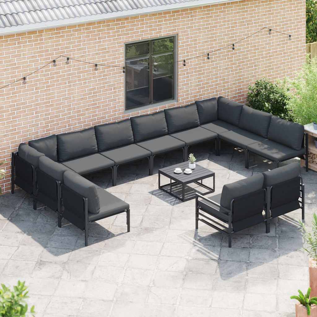 vidaXL Garden Sofa Set 12 pcs Black Steel 3