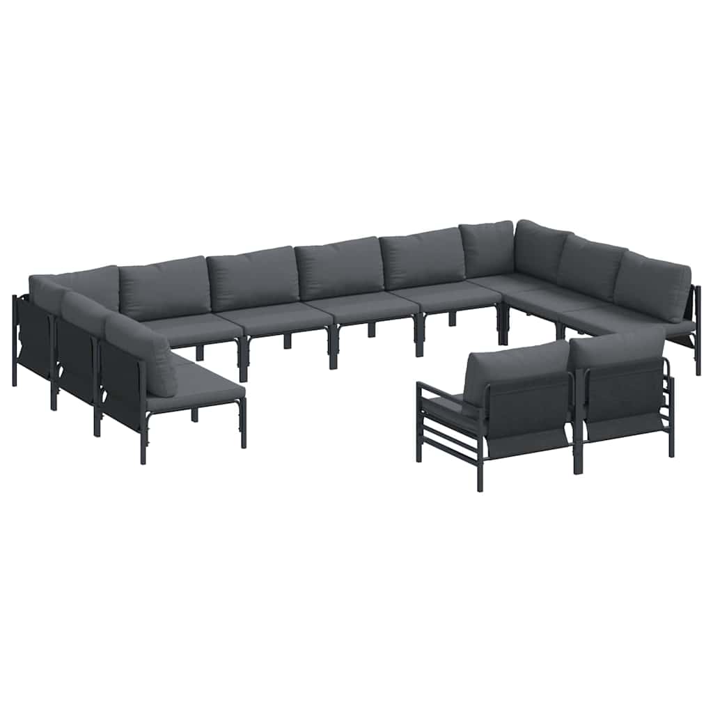 vidaXL Garden Sofa Set 12 pcs Black Steel 2