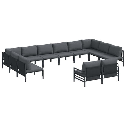 vidaXL Garden Sofa Set 12 pcs Black Steel 2
