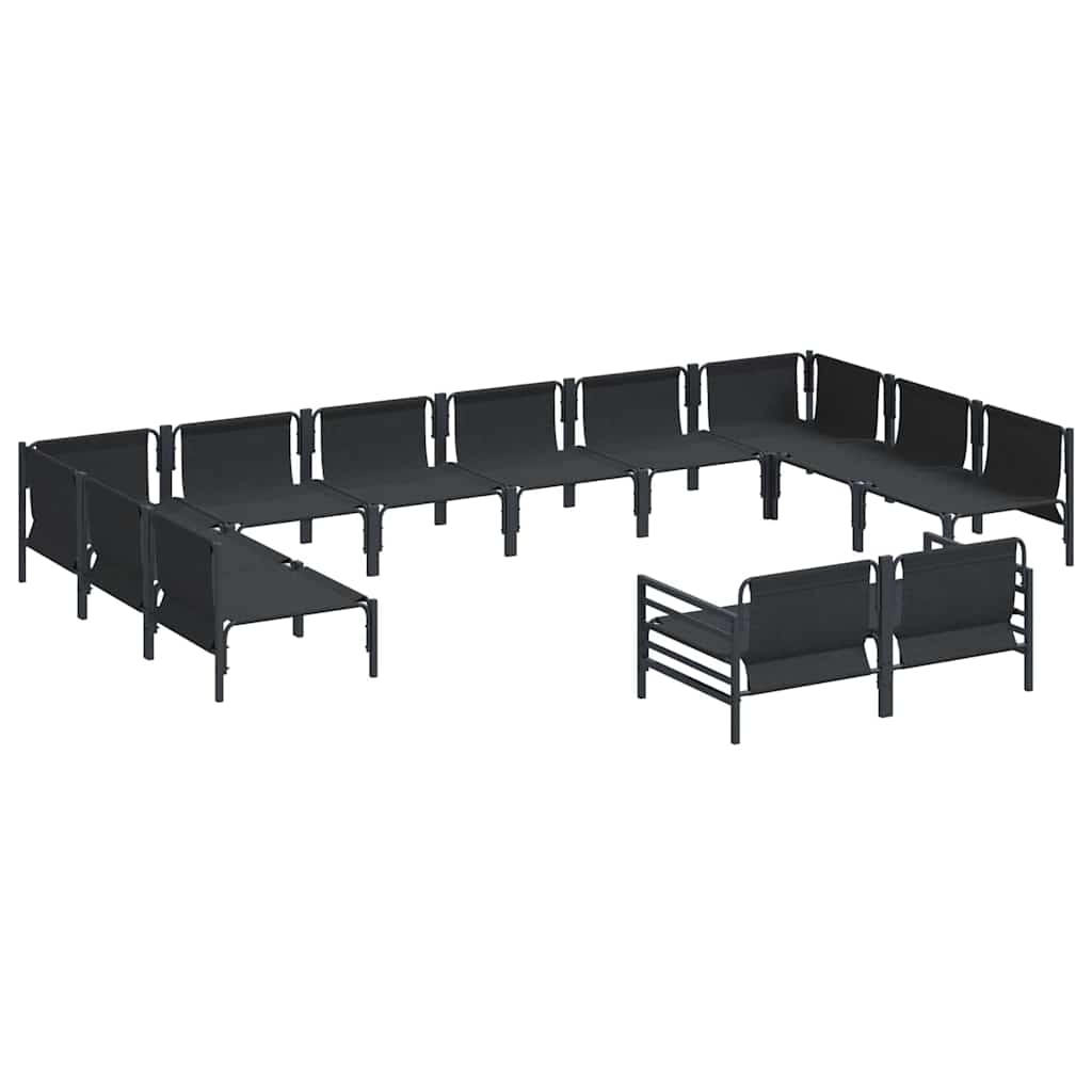 vidaXL Garden Sofa Set 12 pcs Black Steel 5
