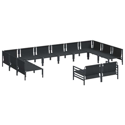 vidaXL Garden Sofa Set 12 pcs Black Steel 5