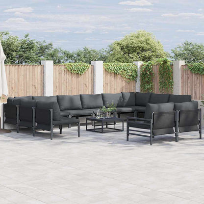vidaXL Garden Sofa Set 13 pcs Black Steel 1