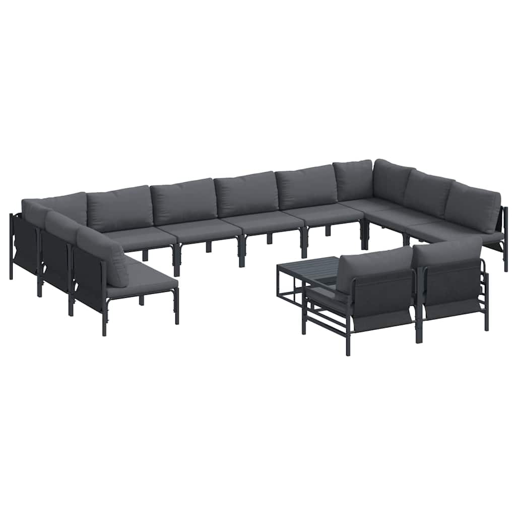 vidaXL Garden Sofa Set 13 pcs Black Steel 2