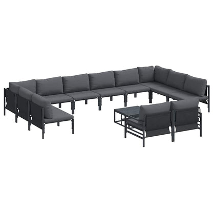 vidaXL Garden Sofa Set 13 pcs Black Steel 2