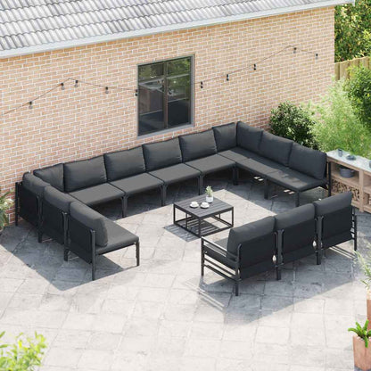 vidaXL Garden Sofa Set 13 pcs Black Steel 3