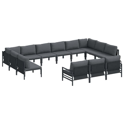 Garden Sofa Set 13 pcs Black Steel without table