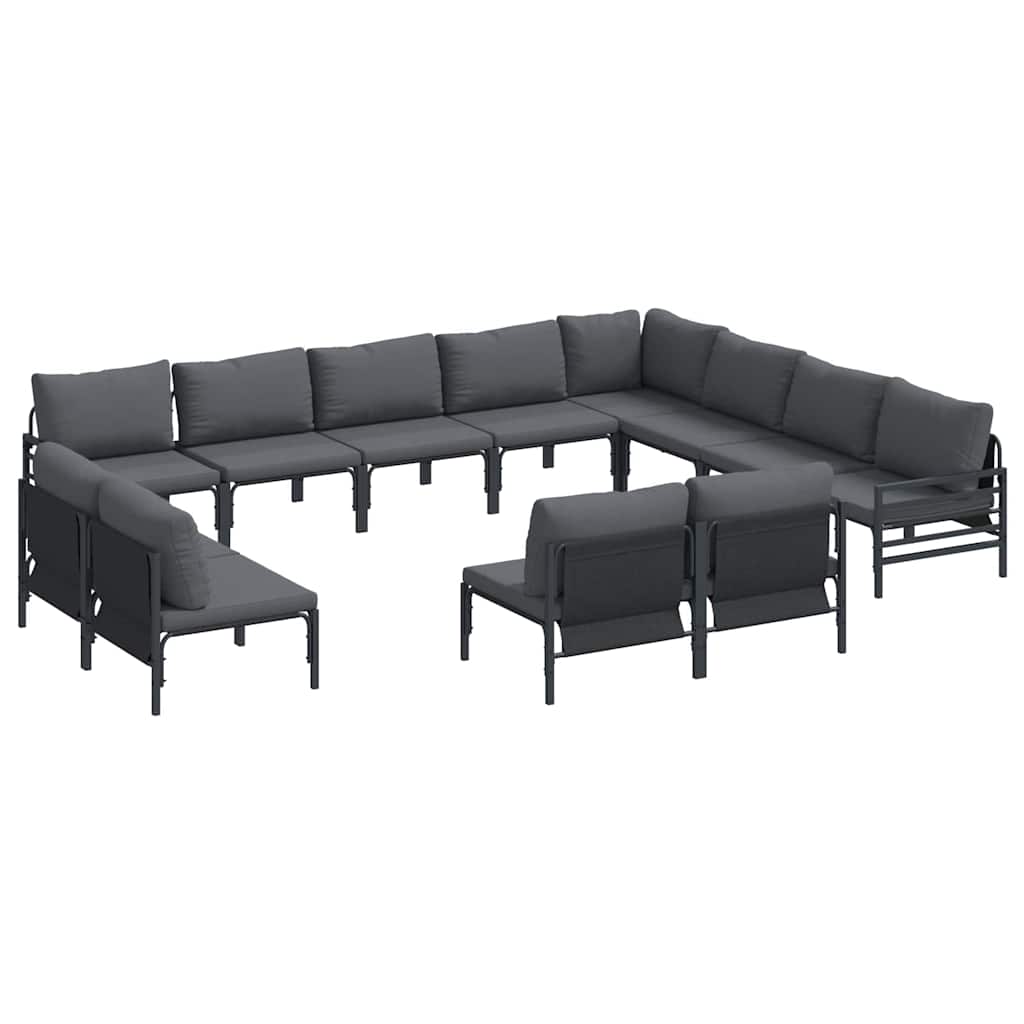 vidaXL Garden Sofa Set 12 pcs Black Steel 2