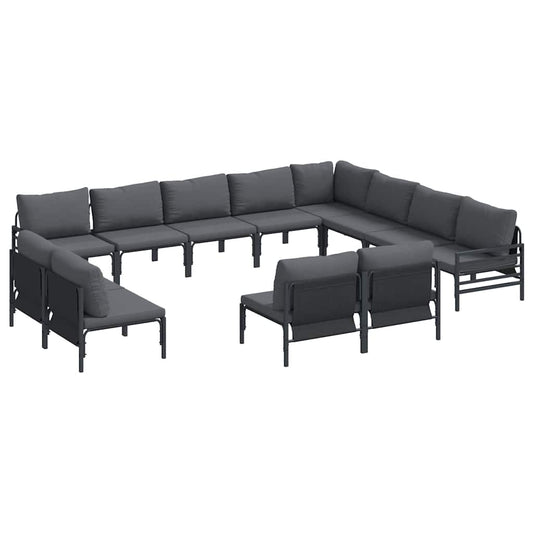 vidaXL Garden Sofa Set 12 pcs Black Steel 2