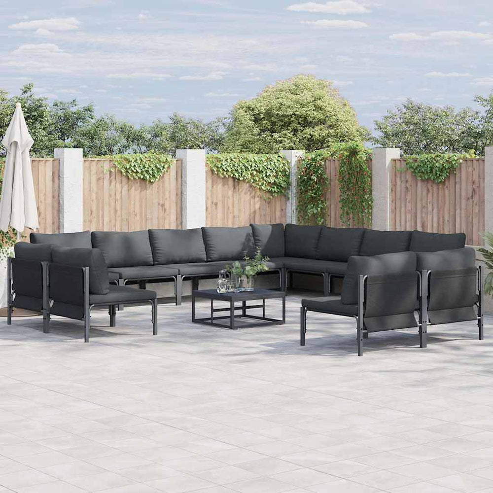 vidaXL Garden Sofa Set 13 pcs Black Steel