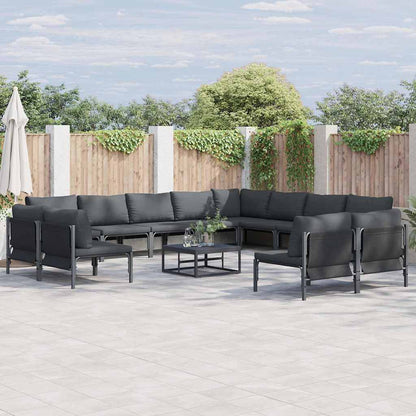 vidaXL Garden Sofa Set 13 pcs Black Steel 1