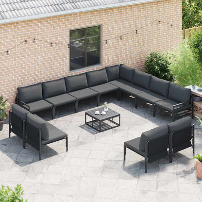 vidaXL Garden Sofa Set 13 pcs Black Steel 3