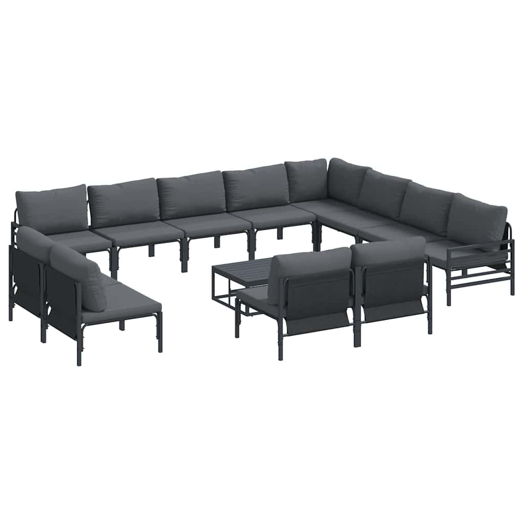 vidaXL Garden Sofa Set 13 pcs Black Steel 2