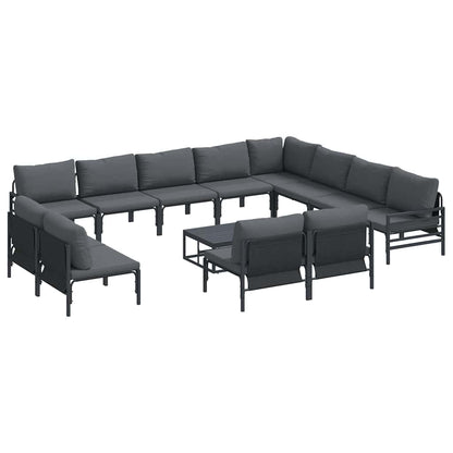 vidaXL Garden Sofa Set 13 pcs Black Steel 2