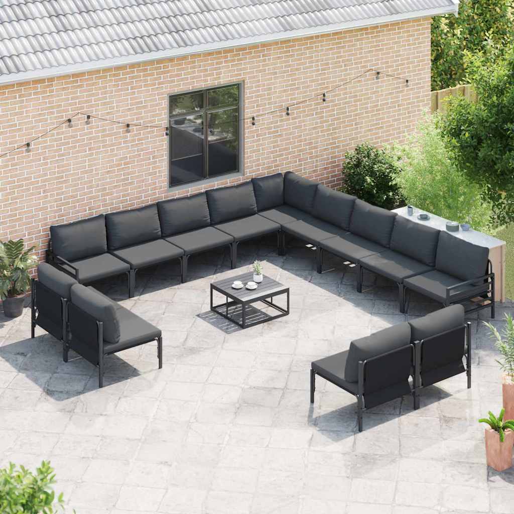 vidaXL Garden Sofa Set 13 pcs Black Steel 3