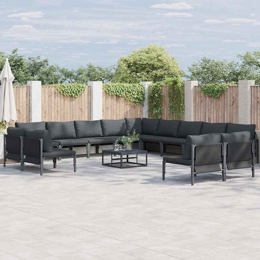 vidaXL Garden Sofa Set 14 pcs Black Steel 1