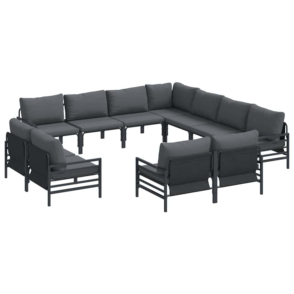 vidaXL Garden Sofa Set 11 pcs Black Steel 2