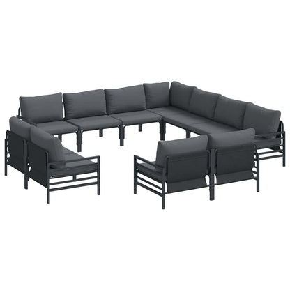vidaXL Garden Sofa Set 11 pcs Black Steel 2